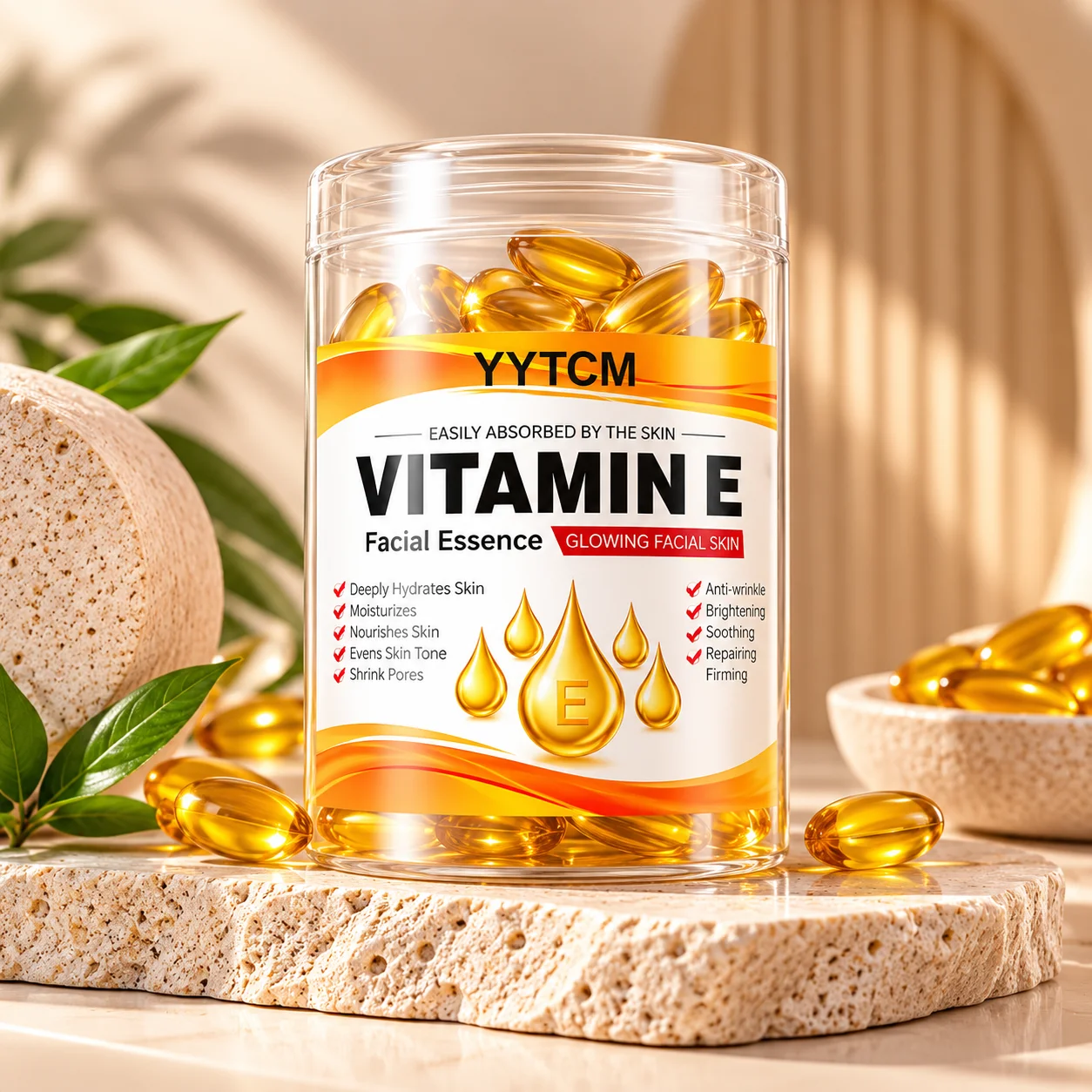 Vitamin E Glow Serum Capsules كبسولات فيتامين E وسكوالان لترطيب ونضارة البشرة – 30 كبسولة - الصورة 1